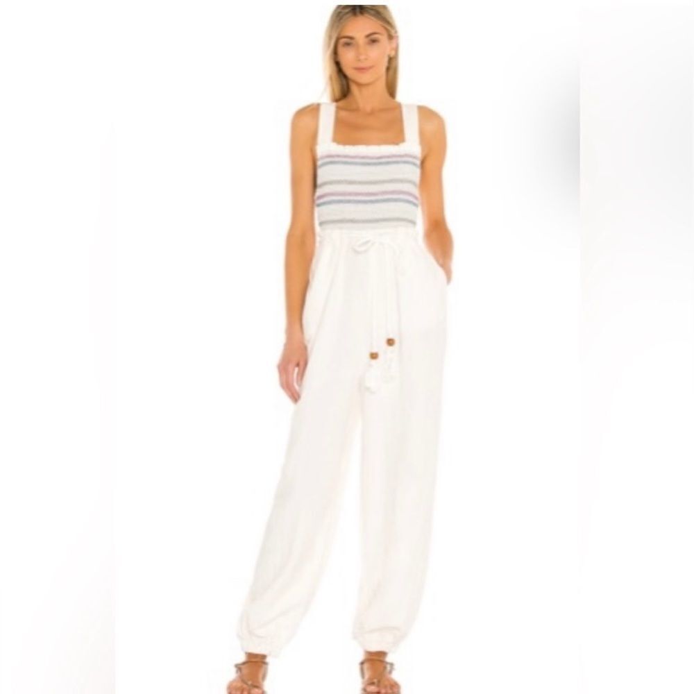 NWT - Free People Sienna Smocked Sleeveless Jumpsuit Romper in‎ Ecru Size: S